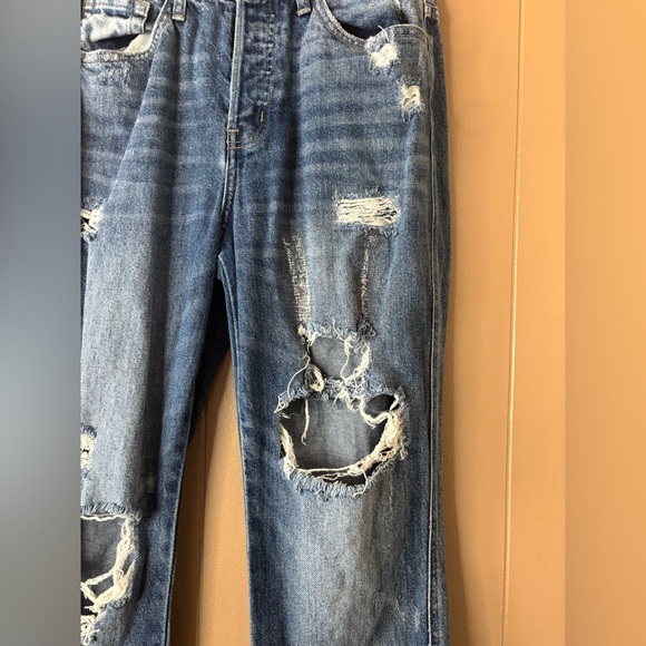 Flying Monkey Women’s Size 26 Distressed Denim Jeans Button Close Straight Leg - Picture 3 of 8